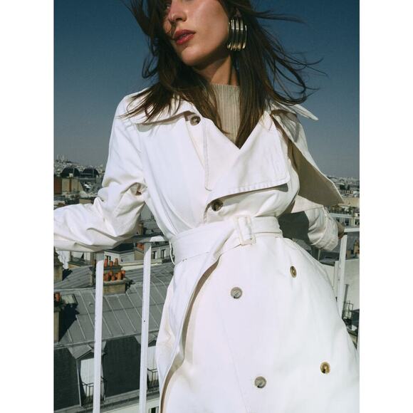 NOUR HAMMOUR Harriet Canvas Organic COTTON TRENCH COAT Cream Size 34 Classic - Picture 5 of 14